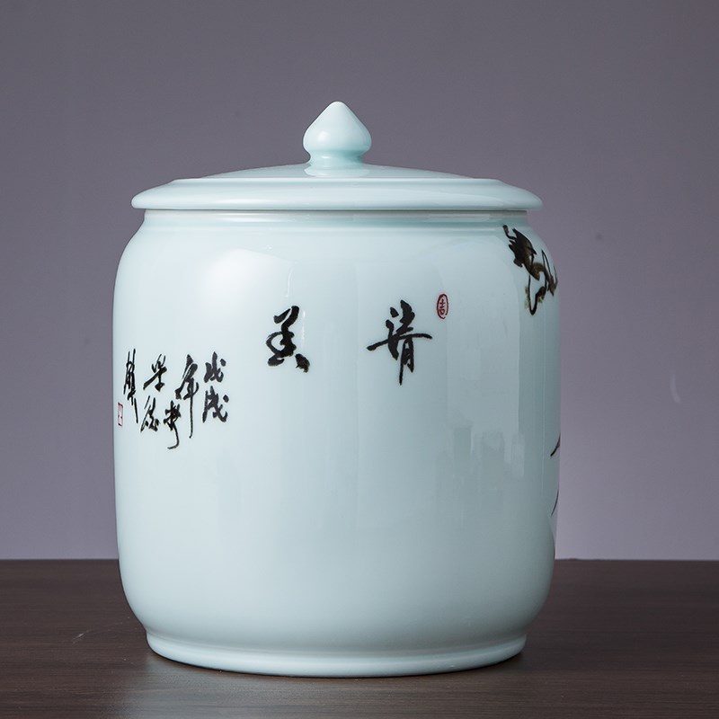 陶瓷器米缸带盖米桶25斤面粉缸防潮防虫密封茶叶缸油缸杂粮储物罐