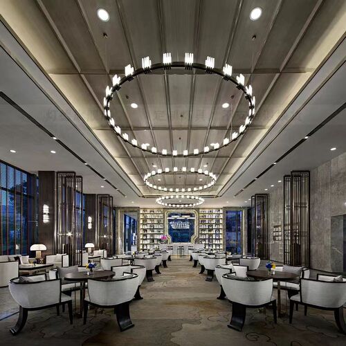 酒店餐厅吊灯宴会厅饭店客厅工业风酒吧大厅大堂环形圆形包间灯具