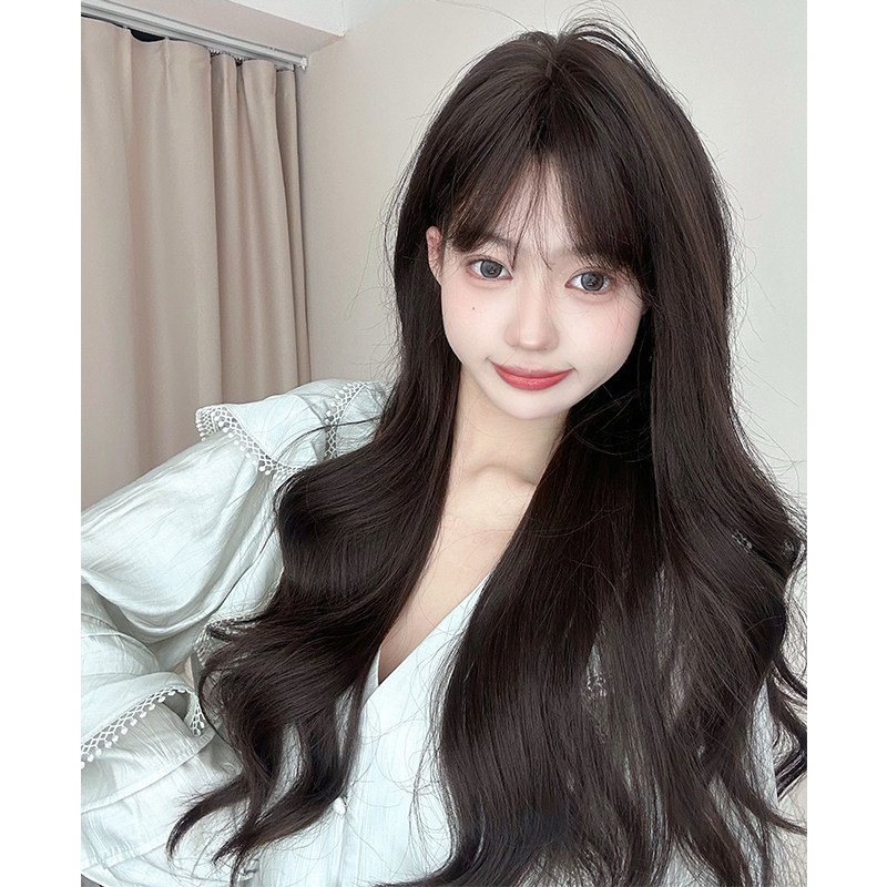 束朵假发女长发长卷发网红大波浪Lolita日常空齐刘海全头套式假发