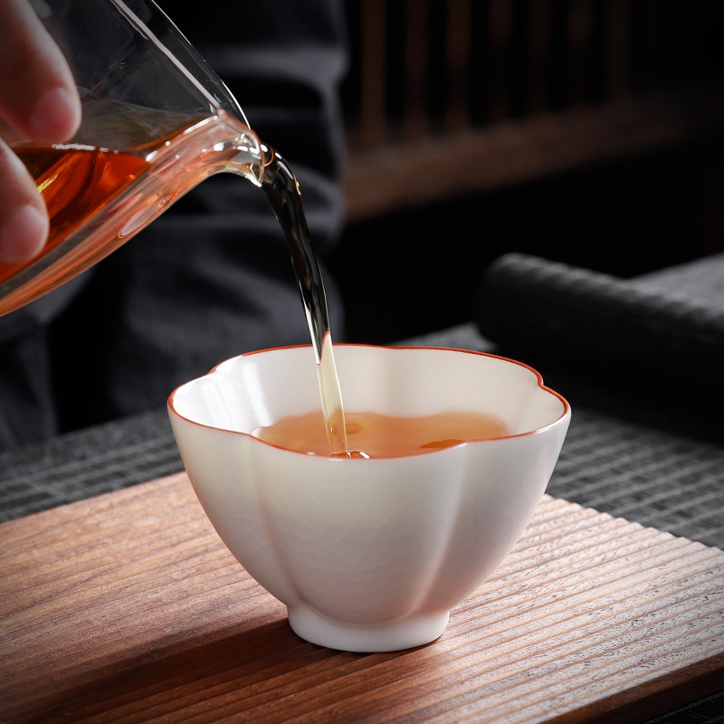 高档德化羊脂玉茶杯白瓷汝窑开片主人杯单杯可养茶盏女士个人专用