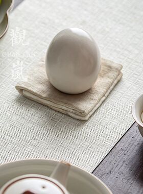 观岚汝窑茶叶蛋汝瓷精致茶宠摆件精品可养茶道茶桌茶台装饰小茶玩