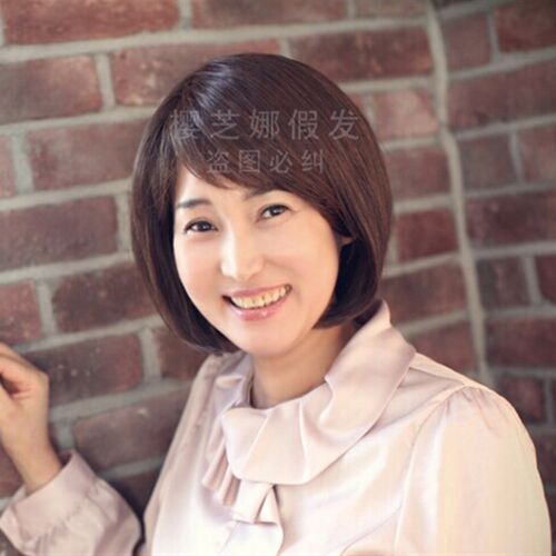 真发假发套短发女自然中老年假发妈妈短直发波波头中年时尚全头套