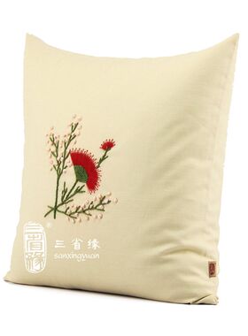 合欢花手工丝带绣抱枕套靠垫居家靠包沙发大靠背套午睡枕含芯包邮