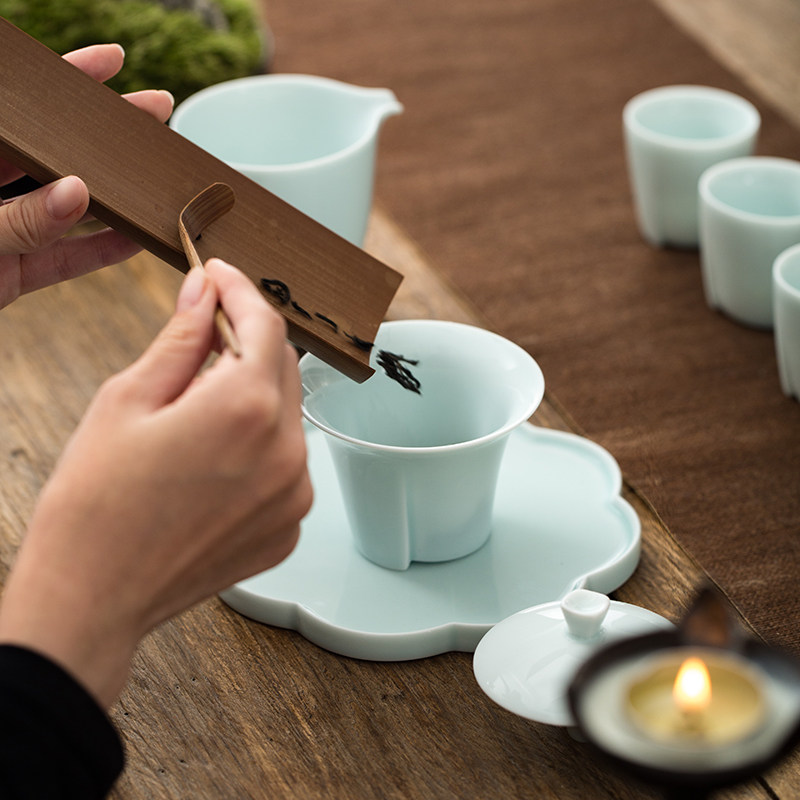 遇见觅白系列盖碗茶具套装德化功夫茶具商用办公室家用简约甜白款