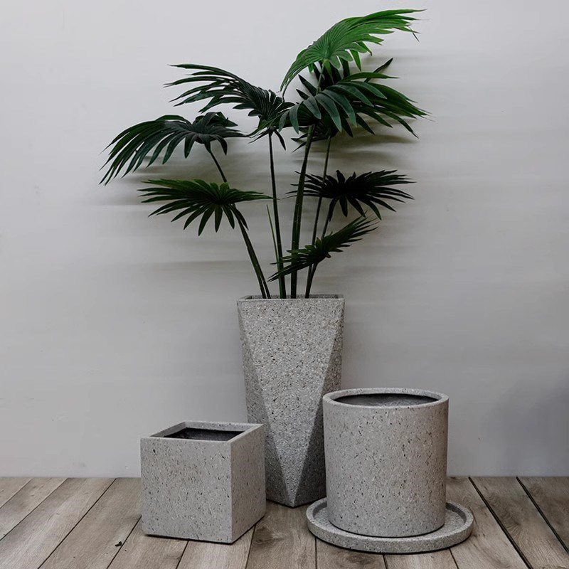 复古简约仿大理石水泥花盆室内植物盆阳台装饰落地绿植盆栽摆件
