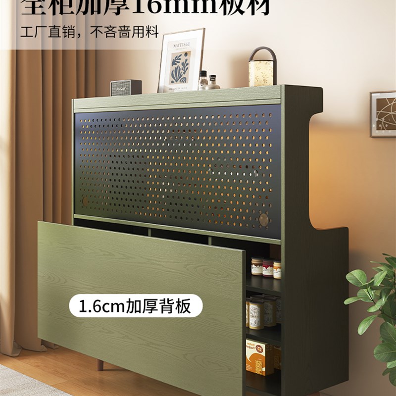 新型实用木餐边柜中古风靠墙一体收纳茶水柜咖啡机厨房客厅储物柜