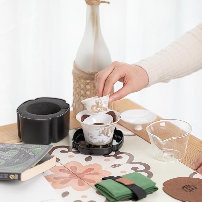 景德闲云居陶瓷旅行茶具便携式功夫茶具套装户外快客杯一壶三杯