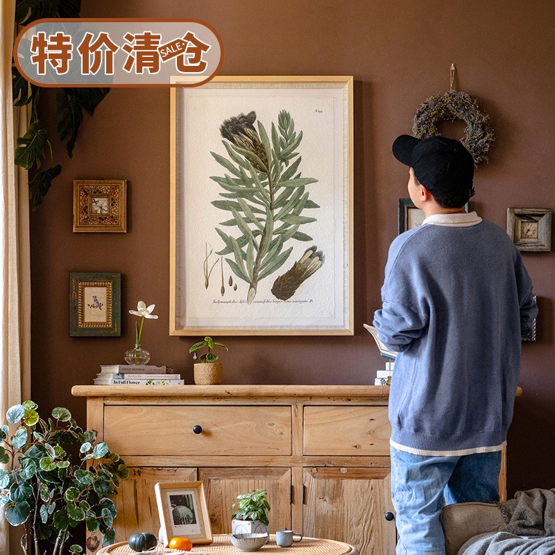 植物图谱装饰画客厅餐厅玄关挂画沙发背景墙复古高级感软装壁挂饰