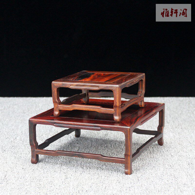 红酸枝木明清古典花瓶盆景工艺品长方正方底座实木摆件奇石小花几