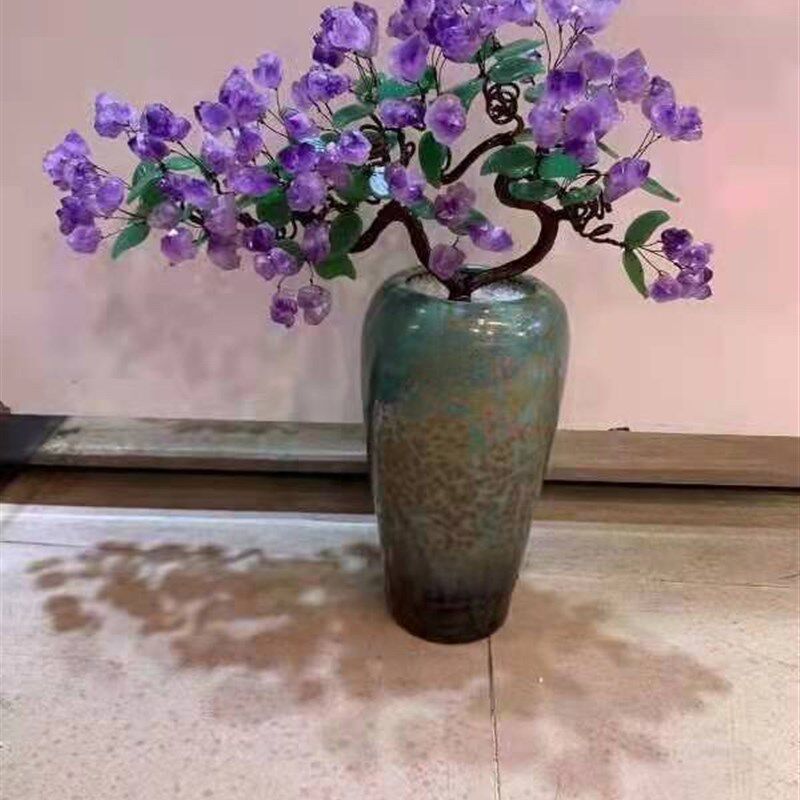 紫水晶招财树摇钱树家居装饰品客厅创意开业礼品电视柜发财树摆件