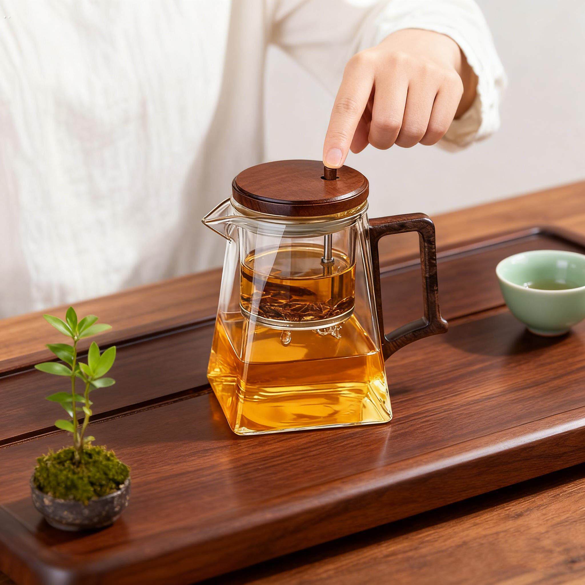 2025新款透明玻璃飘逸杯泡茶壶过滤茶具简约茶水分离器茶具套装