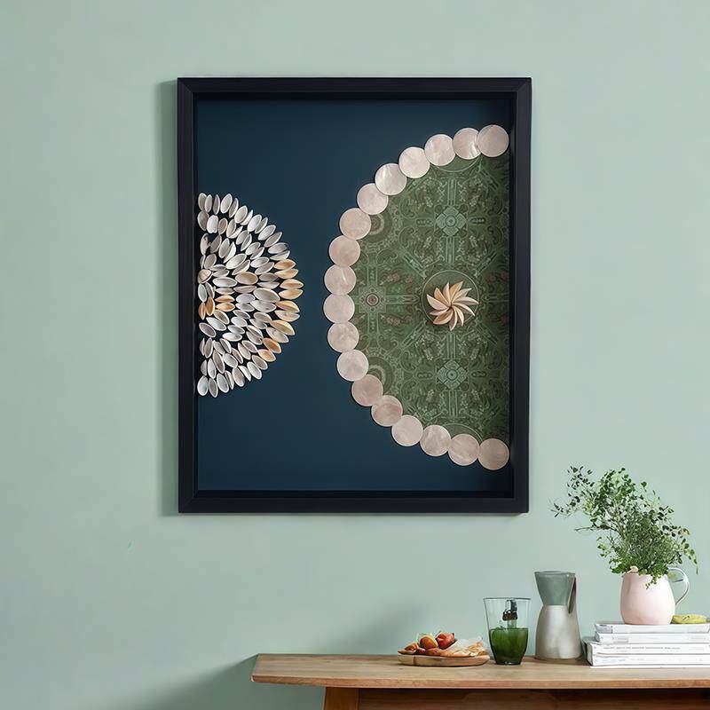 贝母手工装饰画复古贝壳装饰画框玄关挂画客厅轻奢艺术软装壁画