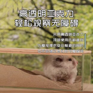 仓鼠浴室厕所两用金丝熊洗澡盆浴沙房尿盆造景用品透明尿沙洗澡盒