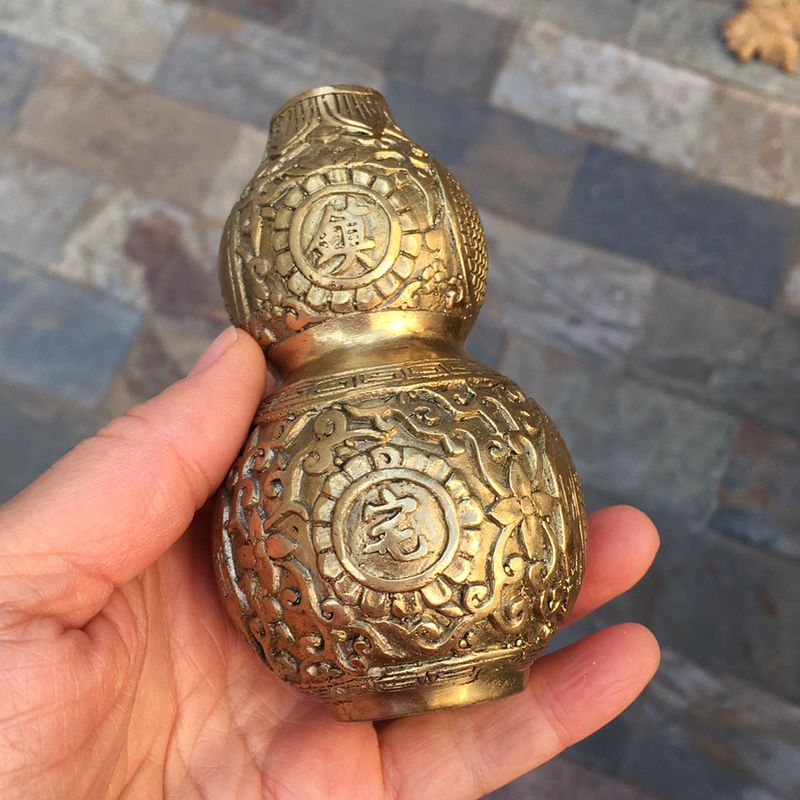 纯铜雕花八卦葫芦开盖开口空心葫芦家居客厅装饰品摆件中式工艺品