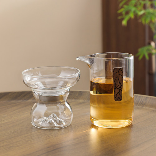 耐热玻璃公道杯日式高档家用茶海分茶器防烫手握过滤一体茶具公杯