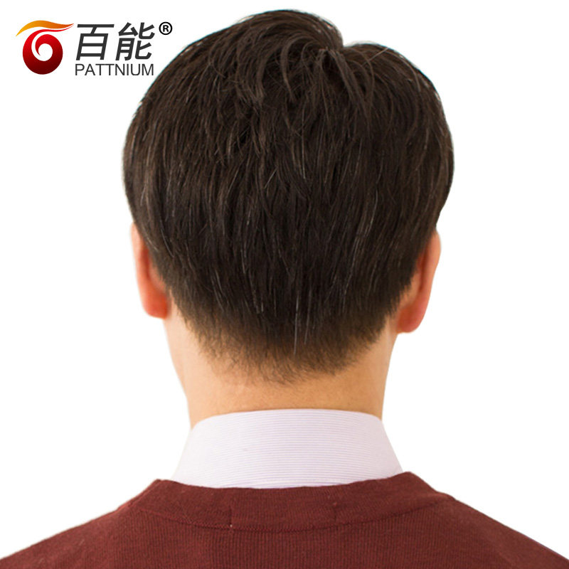 中老年男士花白款假发男款短发灰花白短直发整顶假发套逼真透气款