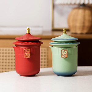 一品仟堂 快客杯一壶三杯旅行茶具露营户外便携陶瓷式中式小套装