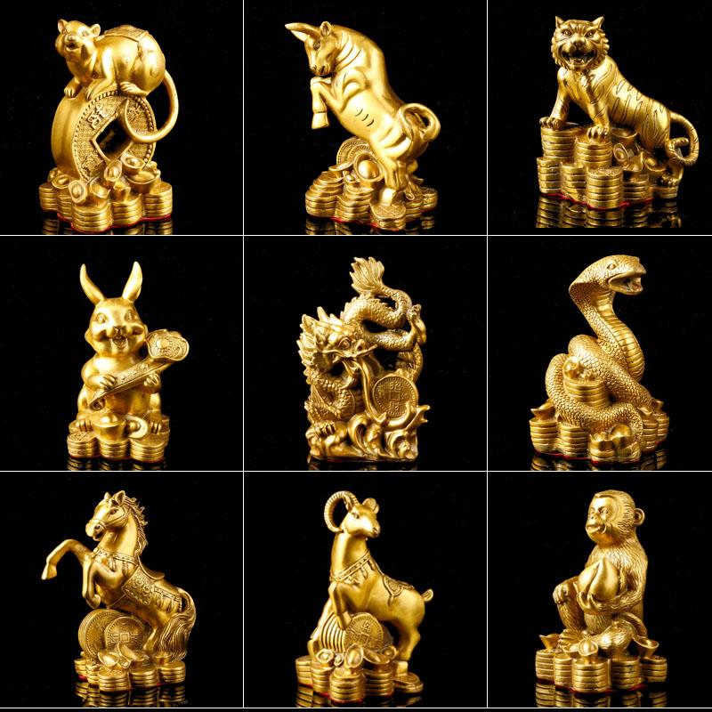 包邮纯铜十二生肖摆件属鼠牛虎属兔龙蛇马羊猴鸡狗猪工艺品