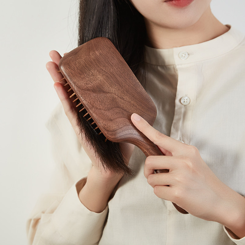 胡桃木梳子按摩梳头部经络梳男气囊气垫梳头皮女防静电长发大板梳