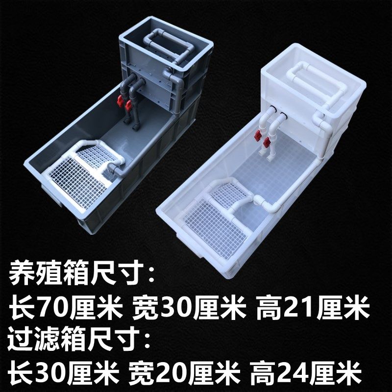 家庭养龟白色周转箱养鱼免换水龟缸养殖箱带过滤晒台一体静音增氧