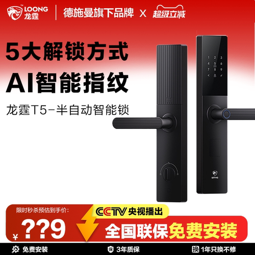 德施曼龙霆T5AI指纹智能门锁