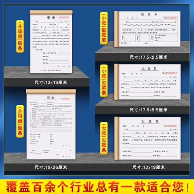 借条正规借条收据本借款协议书借据合同单欠款欠条单据借支记账本