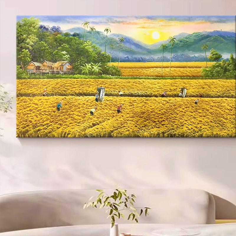 丰收麦田纯手绘油画装饰画立体大麦客厅沙发背景墙挂画横幅肌理画