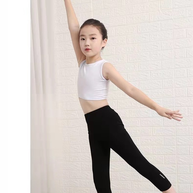 女童背心夏2021练功服休闲纯棉运动露脐瑜伽体操服宝宝舞蹈演出服图片