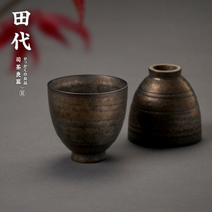景德镇黑陶品茶杯 职人手作仿宋鎏金主人杯闻香杯功夫茶具小茶杯
