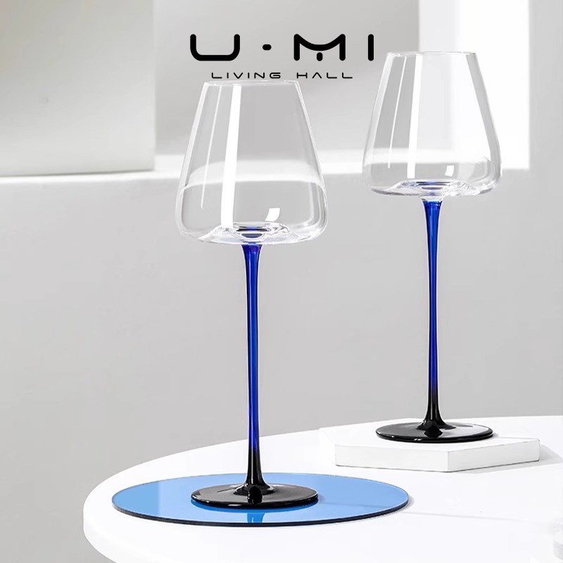 U Mi LIVING蓝杆  酒具水晶红酒杯家用高颜值香槟杯高档高脚杯