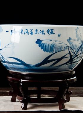 景德镇陶瓷器手绘鱼缸荷花盆手绘养鱼乌龟缸睡莲金鱼缸客厅摆件