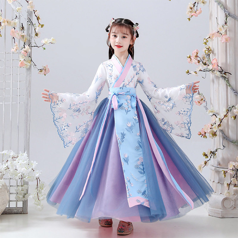 女童汉服裙春秋2023新款女孩连衣裙