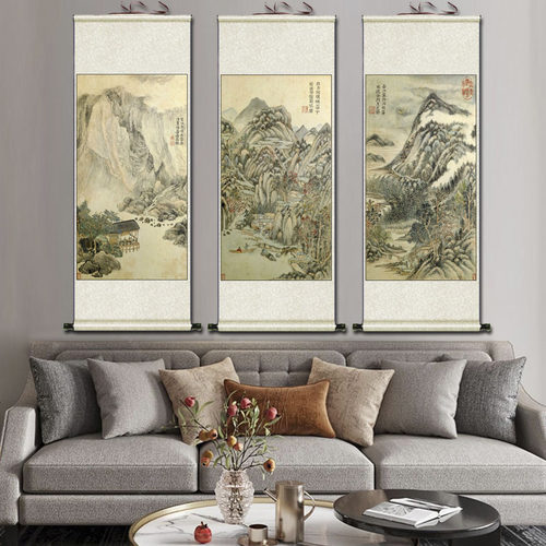唐代名家杜甫丝绸画卷轴画绢画宣纸仿古画高清微喷挂画诗意图国画