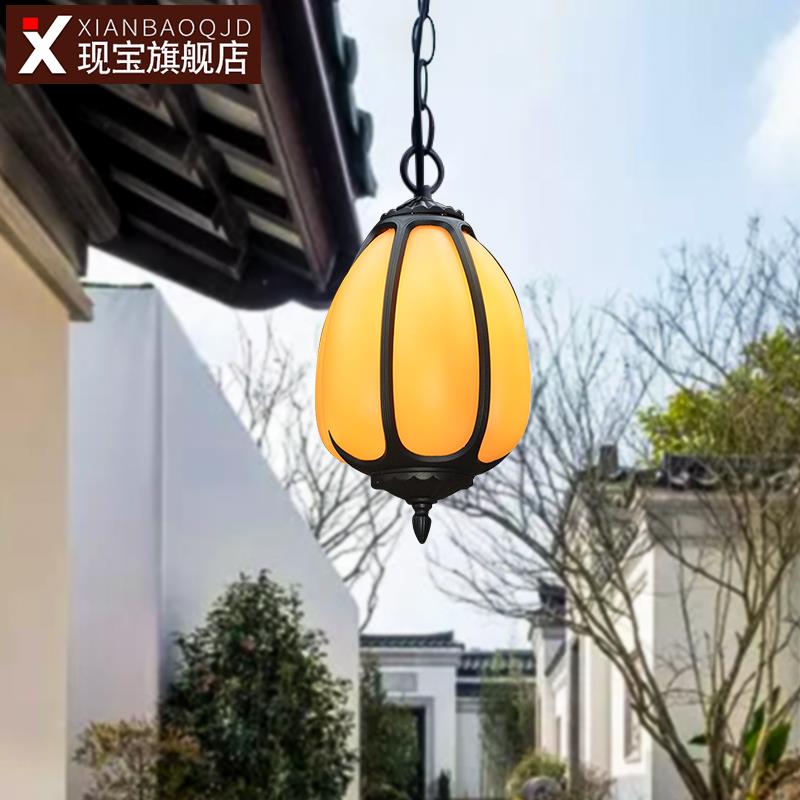 吊灯中式户外防水走廊过道led花园别墅可调节吊链室外凉亭庭院灯