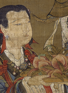 中式装饰画献寿图 新古典风格艺术画 无框绢布观音画家居艺术画心
