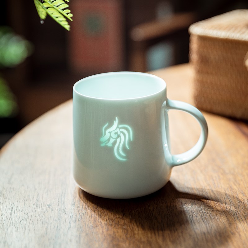 景德镇生肖杯子玲珑瓷陶瓷水杯带盖马克杯情侣创意咖啡杯礼物茶杯