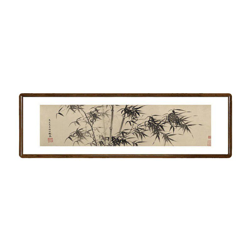 国画水墨画有框新中式客厅背景墙装饰画办公室横版挂画夏昶墨竹图