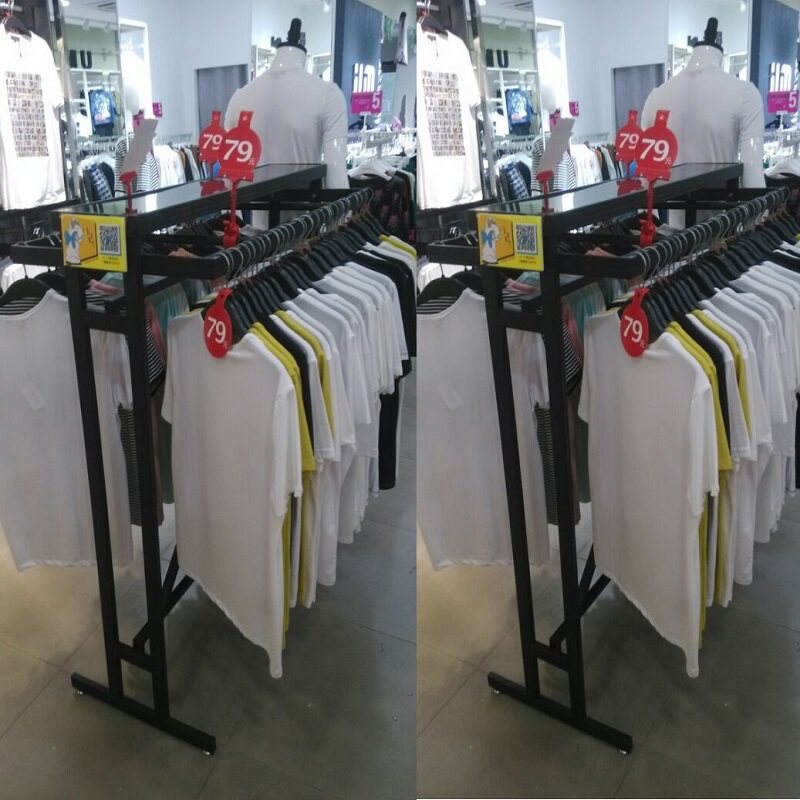 服装店展示架 双杠中岛架落地 黑色男女装衣架 服装货架侧挂包邮
