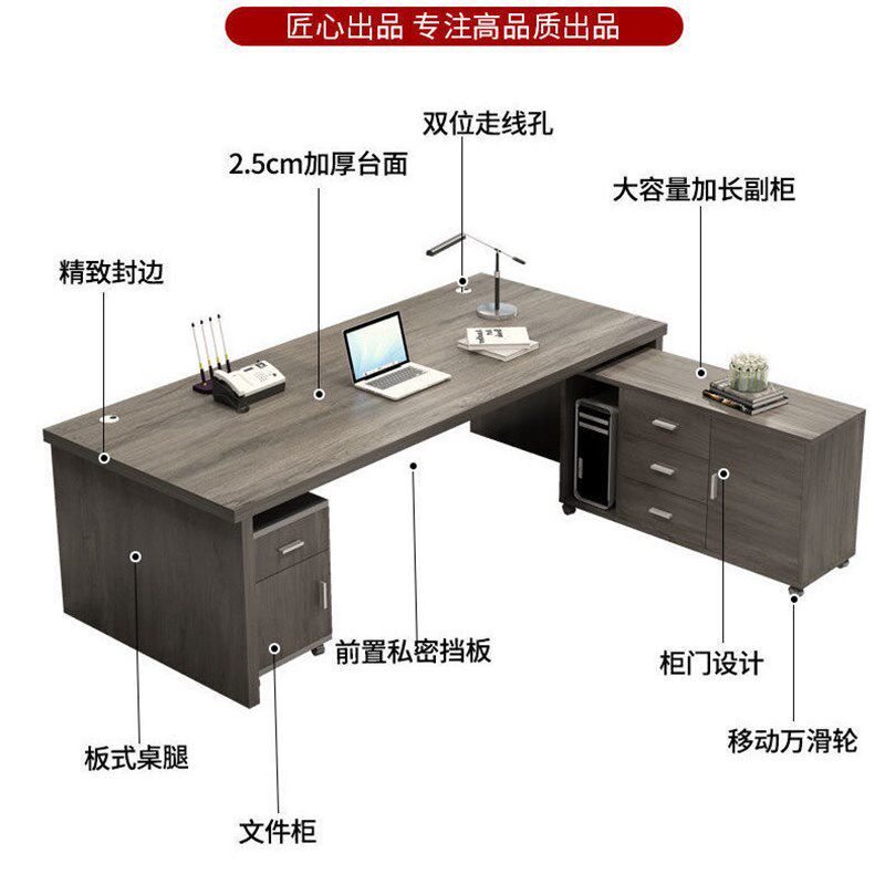 老板桌双柜办公桌椅总裁经理简易大班台单人桌子办公室家具电脑桌
