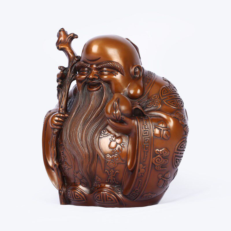 紫铜《寿星公》摆件老寿星老人祝寿礼品装饰品铜工艺品家居饰品