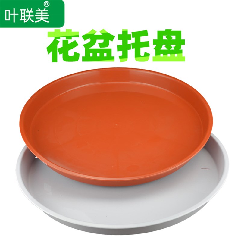 多个托盘底盆塑料花盆圆型棕白双色栽花卉盆景低坐接水盆水碟低垫