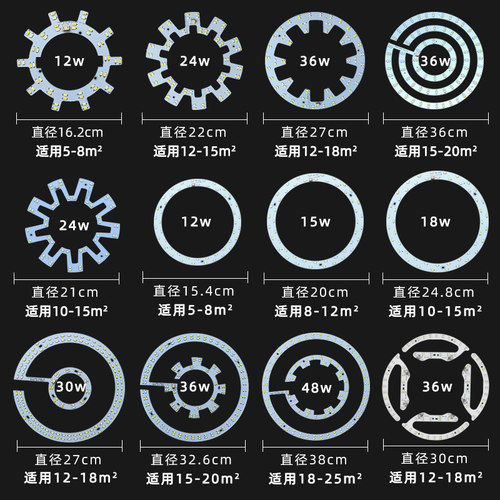 led吸顶灯灯芯替换磁吸圆形三色长方形灯条灯盘超亮贴片改造灯板