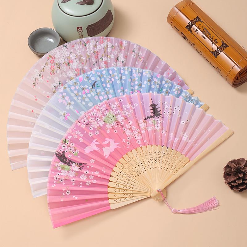 中国风夏日随身流苏扇子折扇古风古代旗袍女式汉服儿童舞蹈小竹扇图片