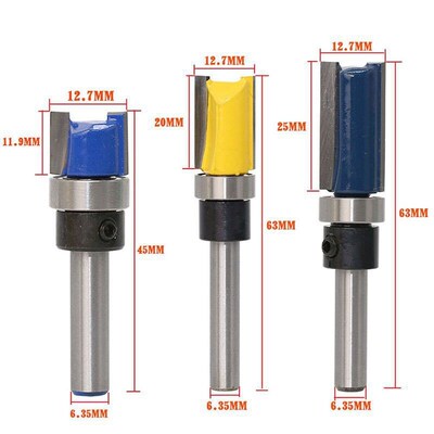 1仿型直刀四件套 木工铣刀雕刻刀修边刀直刀1/4柄4件套仿型直刀