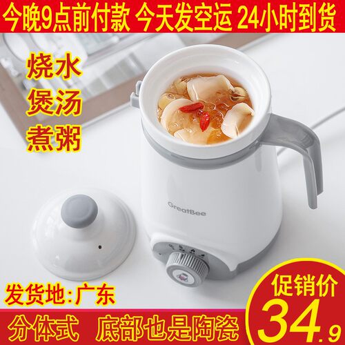 养生电热杯便携式电炖锅煮粥神器迷你小号燕窝熬粥陶瓷煲汤杯家用
