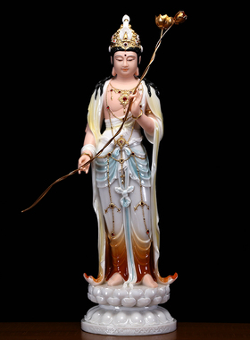 汉白玉西方三圣站像摆件家用供奉阿弥陀佛佛像观世音菩萨神像摆件