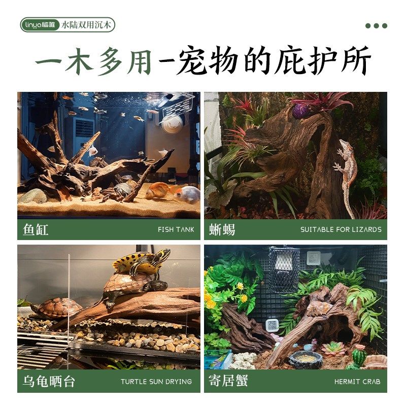 沉木鱼缸造景专用内饰摆件高级紫柚木蜥蜴守宫乌龟爬宠天然躲避屋图片
