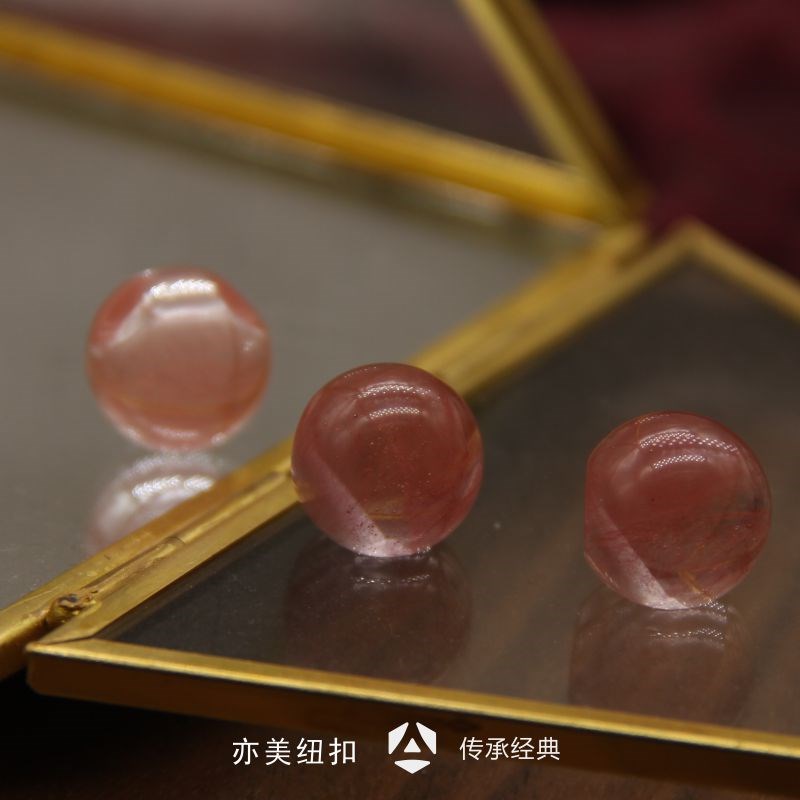 西瓜晶石头侧孔玉石圆珠纽扣定制旗袍中式汉服唐装盘钮子十颗