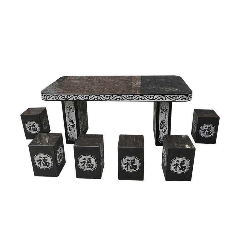 石桌石凳一套庭院花园户外石桌椅仿古中式长石桌子休闲家用石凳子
