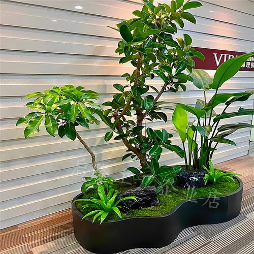 定制不锈钢花盆阳台花箱弧形花坛室内造景花池庭院露台户外种植箱